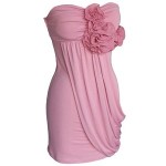 Strapless Pink Ruffle Draped Dress